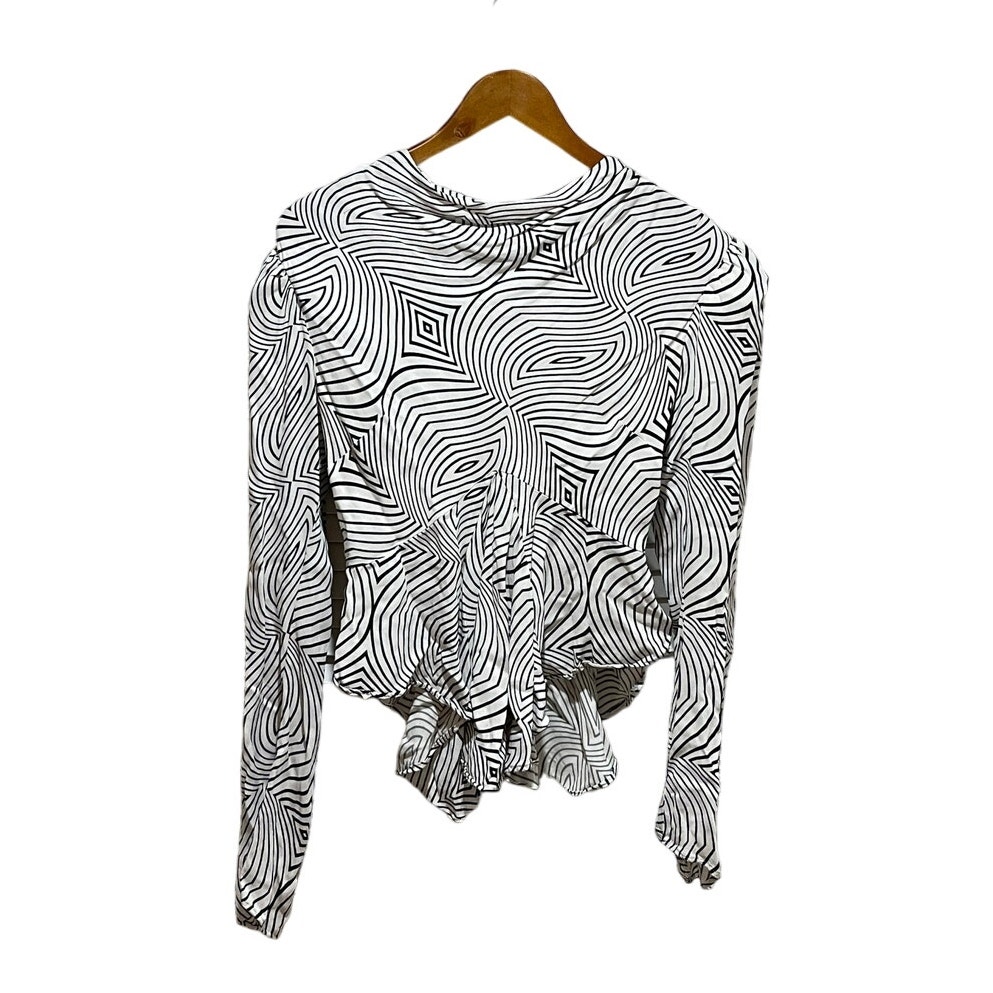 De La Vali Bluemoon Top Size 14 Cowl Neck Shoulder Pads Bell Sleeves Rtr
